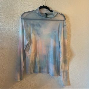 Sheer Tye Dye Print Sheer Top